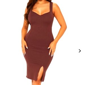 Peyton Ponte Midi Dress - Chocolate